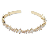 108142, SQUARE GEOMETRIC CUBIC ZIRCONIA ACCENT OPEN CUFF BRACELET