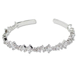 108142, SQUARE GEOMETRIC CUBIC ZIRCONIA ACCENT OPEN CUFF BRACELET