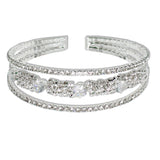 107930, CUBIC ZIRCONIA ACCENT CRYSTAL RHINESTONE STRETCH CUFF BRACELET