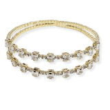 107293, SQUARE CUBIC ZIRCONIA ACCENT CRYSTAL RHINESTONE STRETCH CUFF BRACELET