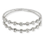 107293, SQUARE CUBIC ZIRCONIA ACCENT CRYSTAL RHINESTONE STRETCH CUFF BRACELET