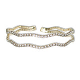 107927, DOUBLE LINE PAVE CRYSTAL RHINESTONE STRETCH CUFF BRACELET