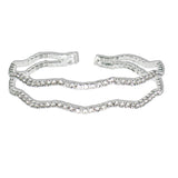 107927, DOUBLE LINE PAVE CRYSTAL RHINESTONE STRETCH CUFF BRACELET