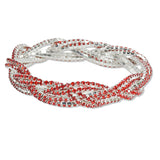 108379, DOUBLE LINE TWISTED CRYSTAL RHINESTONE STRETCH BRACELET
