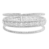 108393, CUBIC ZIRCONIA ACCENT CRYSTAL RHINESTONE STRETCH CUFF BRACELET