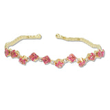 108385, SQUARE CUBIC ZIRCONIA ACCENT CRYSTAL RHINESTONE STRETCH CUFF BRACELET