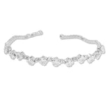 108385, SQUARE CUBIC ZIRCONIA ACCENT CRYSTAL RHINESTONE STRETCH CUFF BRACELET