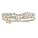 108392, MARQUISE CLOVER CUBIC ZIRCONIA ACCENT CRYSTAL RHINESTONE STRETCH CUFF BRACELET