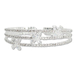 108392, MARQUISE CLOVER CUBIC ZIRCONIA ACCENT CRYSTAL RHINESTONE STRETCH CUFF BRACELET