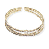 107295, ROUND CUBIC ZIRCONIA ACCENT CRYSTAL RHINESTONE STRETCH CUFF BRACELET