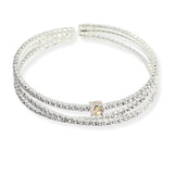 107295, ROUND CUBIC ZIRCONIA ACCENT CRYSTAL RHINESTONE STRETCH CUFF BRACELET