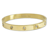 108098, CUBIC ZIRCONIA ACCENT STAINLESS STEEL BANGLE BRACELET