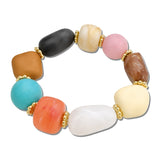 114536, CHUNKY TUMBLED STONE STRETCH BRACELET