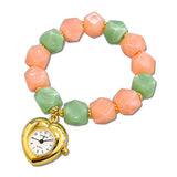 Sorority Heart Watch Charm Stretch Bracelet – Gold/Pink · BW40597PK_WT BW40597 PK