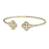107923, PEARL ACCENT CLOVER OPEN CUFF BRACELET