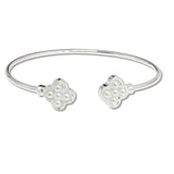 107923, PEARL ACCENT CLOVER OPEN CUFF BRACELET