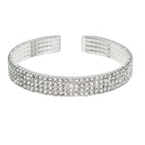 107931, 4 LINE PAVE CRYSTAL RHINESTONE STRETCH CUFF BRACELET