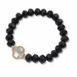 107679, CLOVER ACCENT GLASS BEADED STRETCH BRACELET