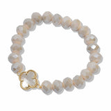 107679, CLOVER ACCENT GLASS BEADED STRETCH BRACELET