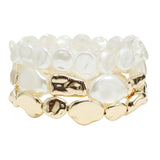107818, FRESHWATER PEARL NUGGET BEADED MULTI LAYERED STRETCH BRACELET