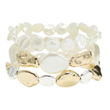 107818, FRESHWATER PEARL NUGGET BEADED MULTI LAYERED STRETCH BRACELET
