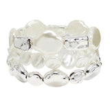 107818, FRESHWATER PEARL NUGGET BEADED MULTI LAYERED STRETCH BRACELET