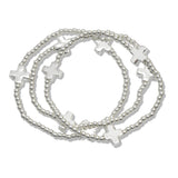 107586, CROSS ACCENT BALL BEADED MULTI LAYERED STRETCH BRACELET