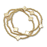 107587, CLOVER ACCENT BALL BEADED MULTI LAYERED STRETCH BRACELET