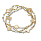 107587, CLOVER ACCENT BALL BEADED MULTI LAYERED STRETCH BRACELET