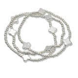 107587, CLOVER ACCENT BALL BEADED MULTI LAYERED STRETCH BRACELET