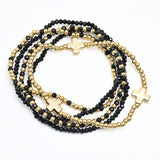 107577, CROSS ACCENT MULTI LAYERED BEADED STRETCH BRACELET