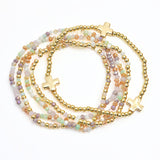 107578, CROSS ACCENT MULTI LAYERED BEADED STRETCH BRACELET