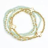 107578, CROSS ACCENT MULTI LAYERED BEADED STRETCH BRACELET