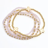 107578, CROSS ACCENT MULTI LAYERED BEADED STRETCH BRACELET