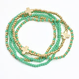 107577, CROSS ACCENT MULTI LAYERED BEADED STRETCH BRACELET