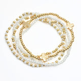 107578, CROSS ACCENT MULTI LAYERED BEADED STRETCH BRACELET