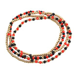 107692, GAME DAY DAINTY MULTI LAYERED BEADED STRETCH BRACELET