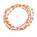 107692, GAME DAY DAINTY MULTI LAYERED BEADED STRETCH BRACELET