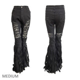 107913, DISTRESSED BELL BOTTOM RIPPED FLARE JEAN ELASTIC WAIST DENIM PANT