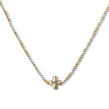 107686, CROSS ACCENT BALL BEADED NECKLACE