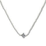 107732, CLOVER WITH DAINTY BEADED NECKLACE