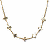 107685, CROSS ACCENT STATION BALL BEADED NECKLACE