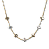 107731, CLOVER WITH DAINTY BEADED STATION NECKLACE