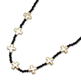 108677, CROSS ACCENT BEADED NECKLACE