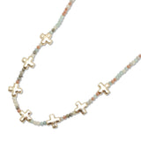 108677, CROSS ACCENT BEADED NECKLACE