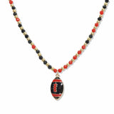 107687, GAME DAY FOOTBALL ENAMEL CHARM BEADED NECKLACE