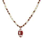 107687, GAME DAY FOOTBALL ENAMEL CHARM BEADED NECKLACE