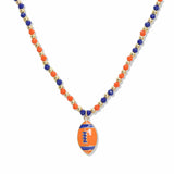 107687, GAME DAY FOOTBALL ENAMEL CHARM BEADED NECKLACE
