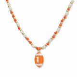 107687, GAME DAY FOOTBALL ENAMEL CHARM BEADED NECKLACE