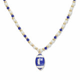 107687, GAME DAY FOOTBALL ENAMEL CHARM BEADED NECKLACE
